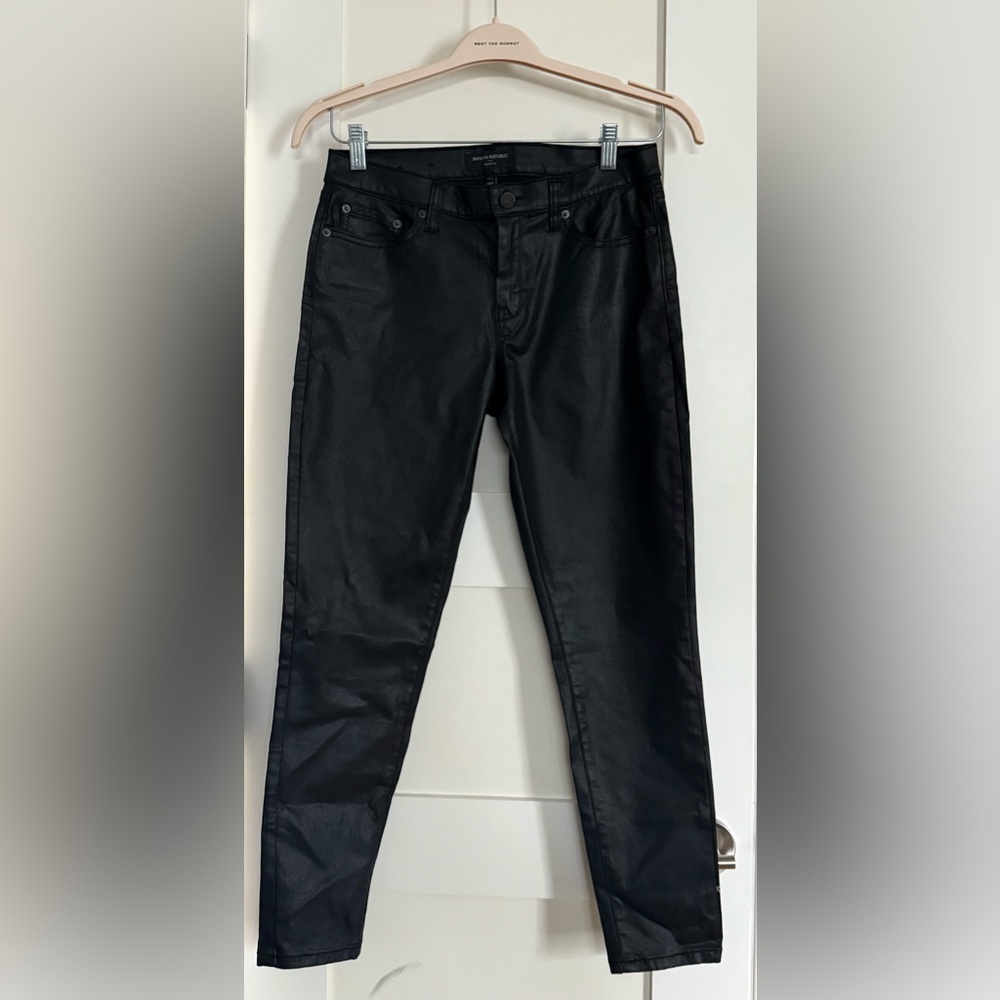 Banana Republic Petite Black Pleather Skinny Pants Size 28/6P